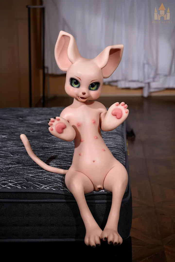 100CM Fur Fapdolls Cream Mouse Furry Silicone Doll